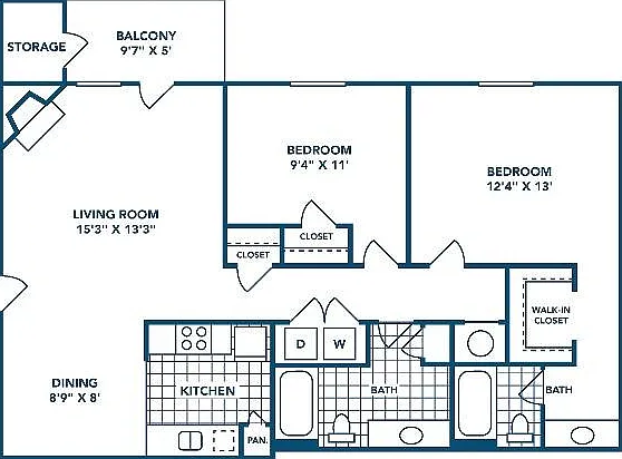 2 Bedroom | 2 Bath | 912 SF 2 Bedroom | 2 Bath | 912 SF