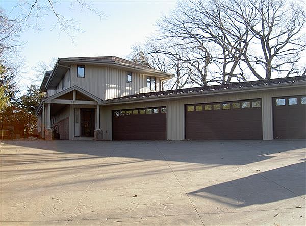 Front of house and garage