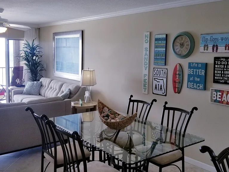 Formal dining area and barstools