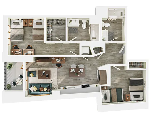 Floor plan 2BR/2BA - B4