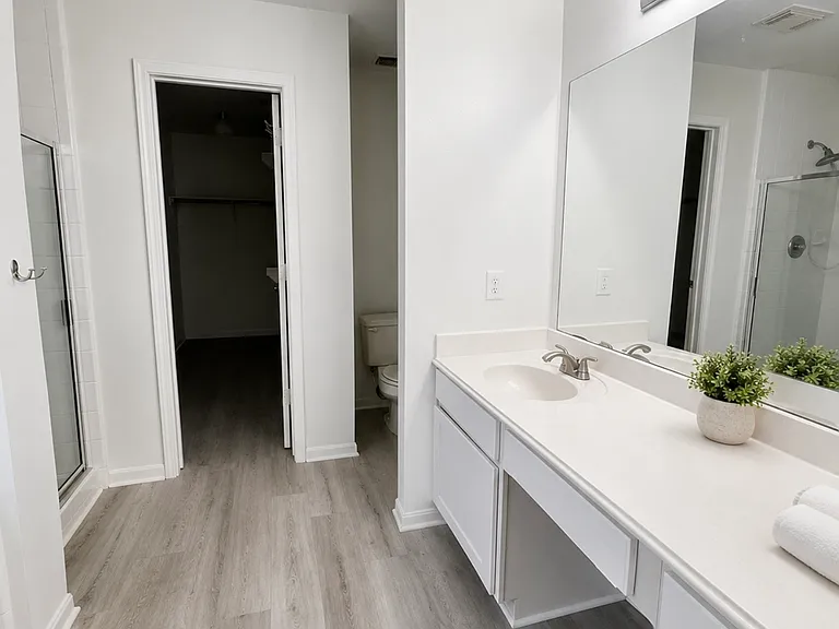 Master bathroom had new floors.