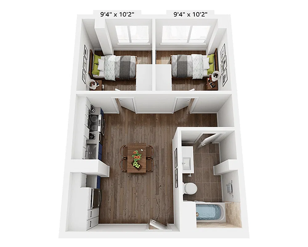 Floor plan Two Bedroom B1D