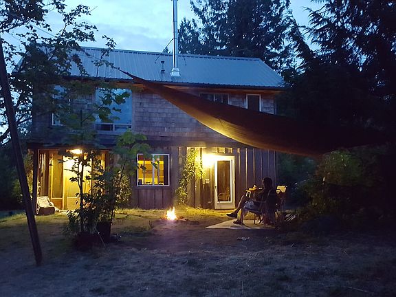 Front of house at dusk