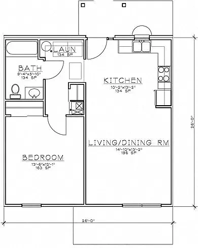 Floor plan 1 Bdrm G