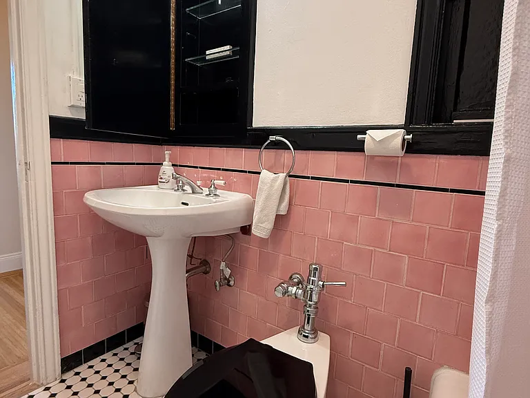 Super clean bathroom! New grout on floor tiles, etc.