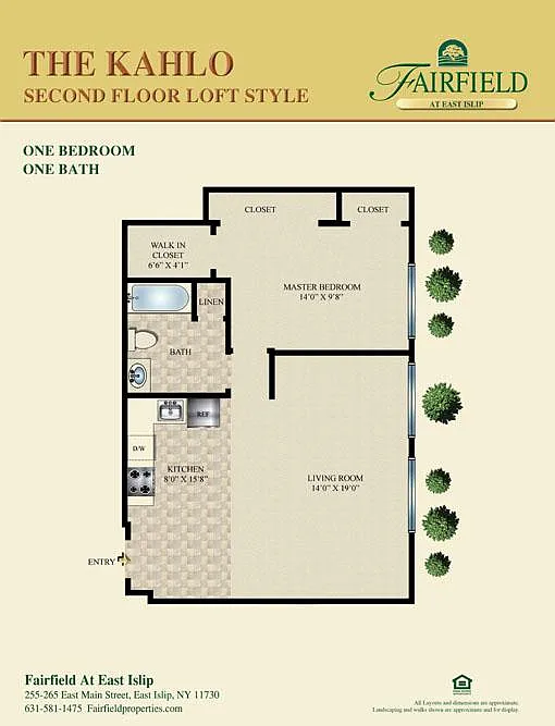 Floor plan THE KAHLO-One Bedroom Loft Style