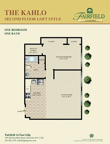 Floor plan THE KAHLO-One Bedroom Loft Style