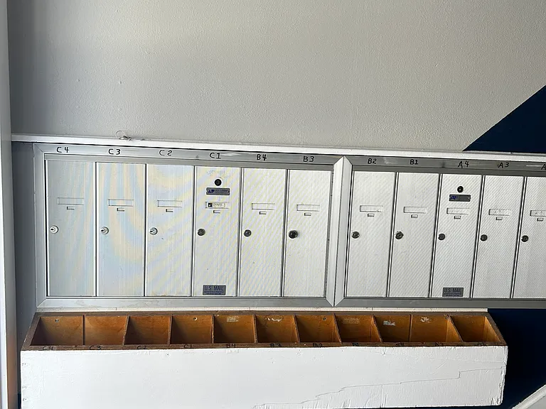 Mailboxes are inside front entrance