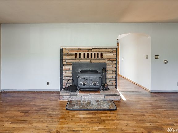 Wood-burning stove in living room