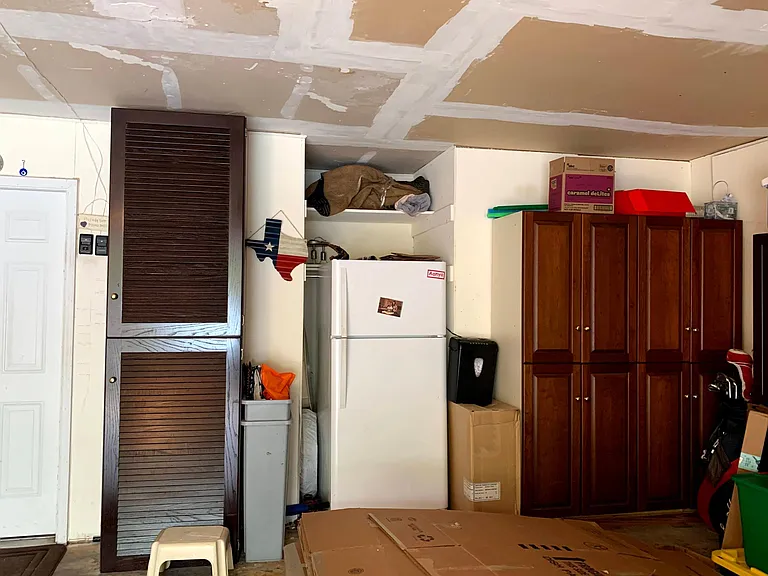 cabinets in the garage will be left in place for additional storage during rental.