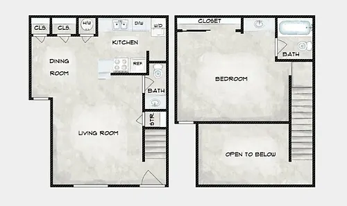 Floor plan One Bedroom Loft/One Bath