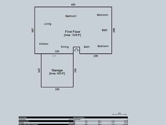 General floor plan of house