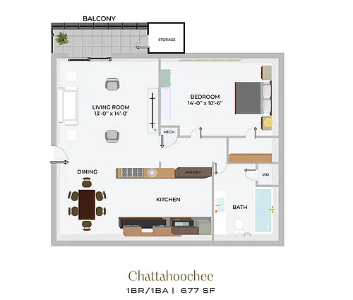 Floor plan 1BR/1BA