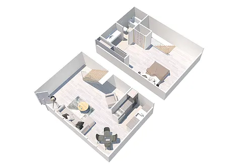Floor plan One Bedroom Townhome