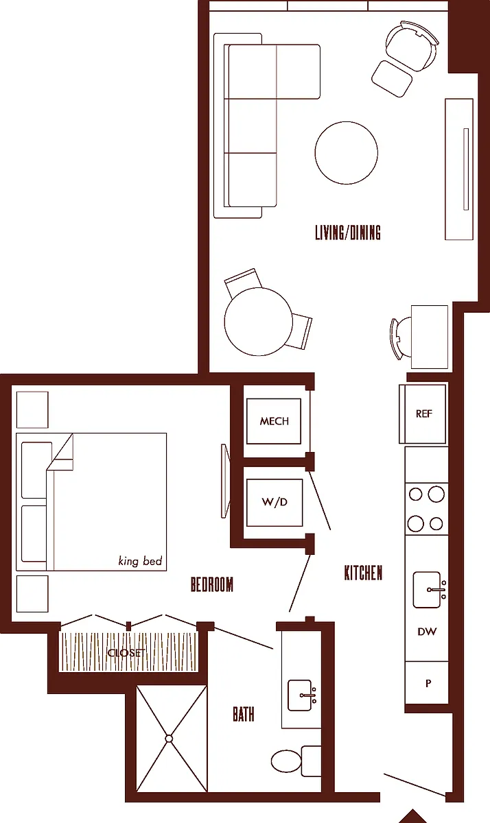 Floor plan 1 Bed/1 Bath JR-A4