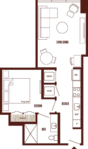 Floor plan 1 Bed/1 Bath JR-A4