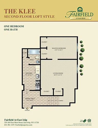 Floor plan THE KLEE-One Bedroom Loft Style