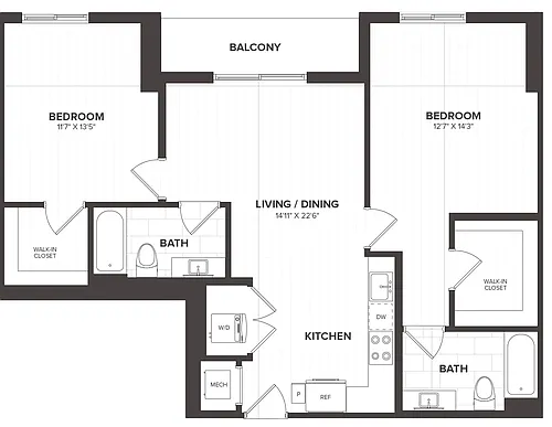 Floor plan 2 Bed/2 Bath-B4