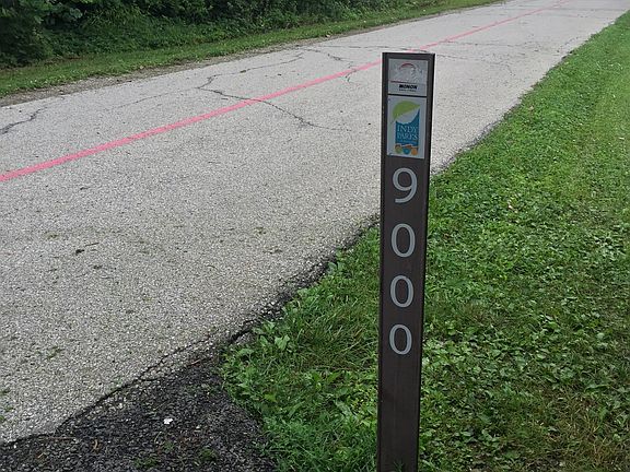 Monon trail mile marker of neighborhood
