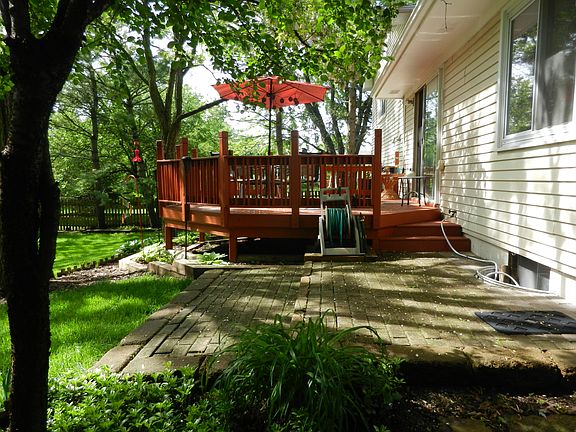 Deck and brick patio