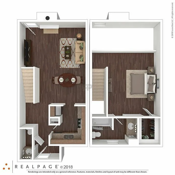 Floor plan 1 bedroom with 1.5 Baths Townhome