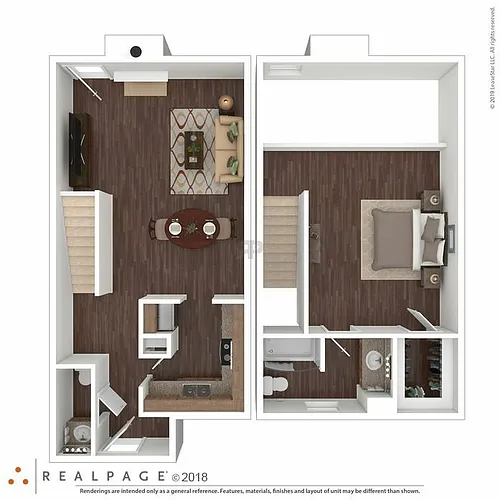 Floor plan 1 bedroom with 1.5 Baths Townhome
