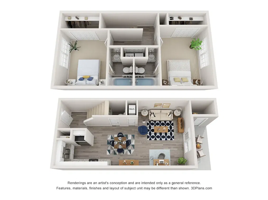 Floor plan 2 Bed 2.5 Bath Townhome