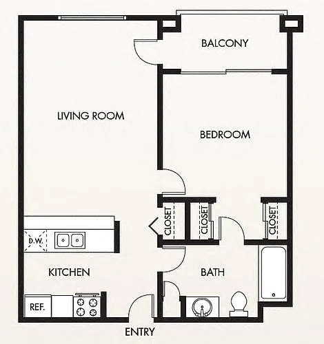 Floor plan 1 Bedroom 1 Bathroom