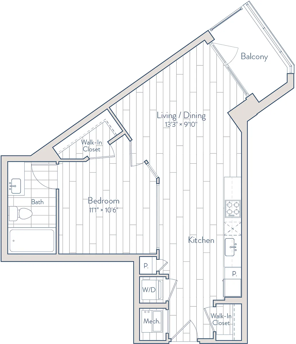 Floor plan 1 Bed/1 Bath-B1-a