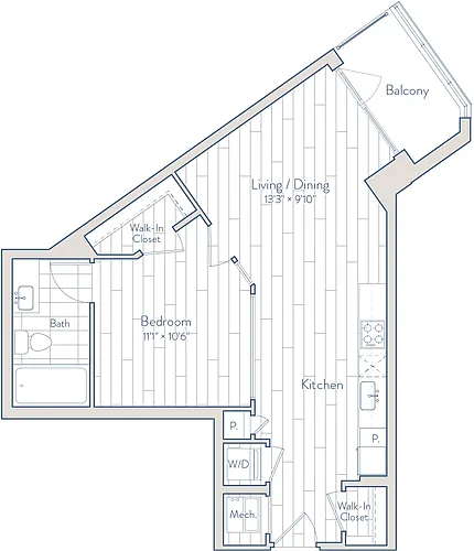 Floor plan 1 Bed/1 Bath-B1-a