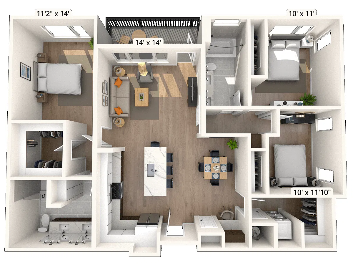 Floor plan 2C1 3x2 1386 SF-FP