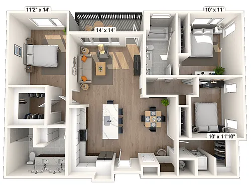 Floor plan 2C1 3x2 1386 SF-FP