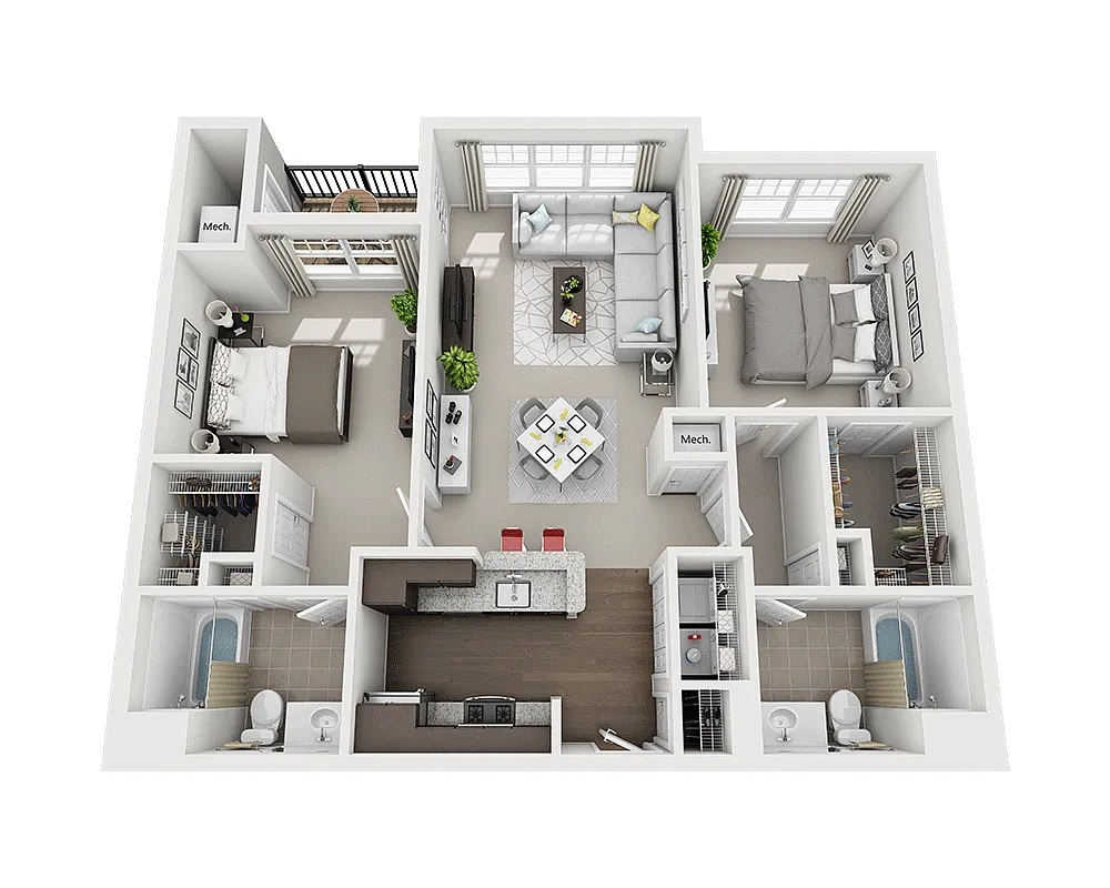 Floor plan Two Bedroom B2A