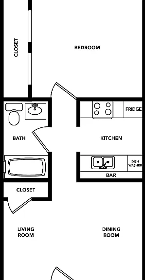Baymont Floorplan Apex 1Bd 1Bth
