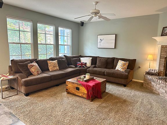family room with gas fireplace