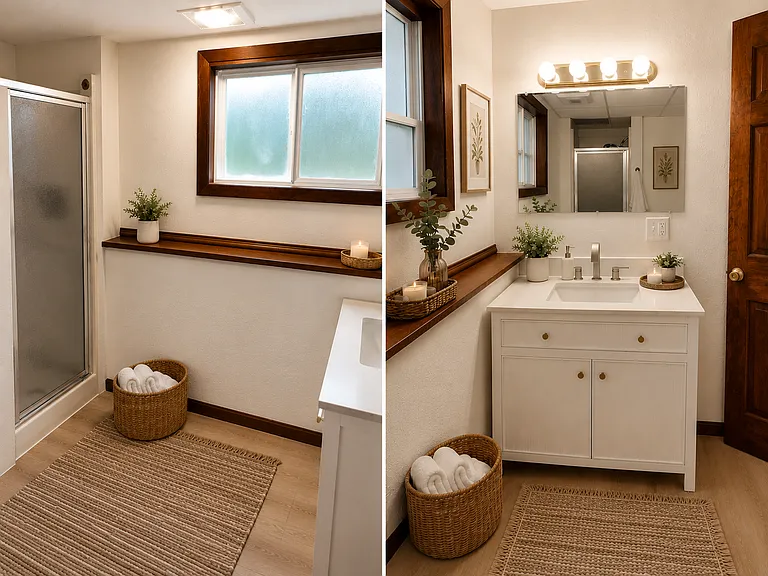 Second bathroom off the family room with a walk-in shower.