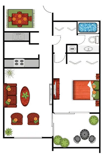 Floor plan 1 Bedroom 1 Bathroom