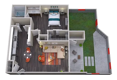 Floor plan 1 Bedroom 1 Bath - R