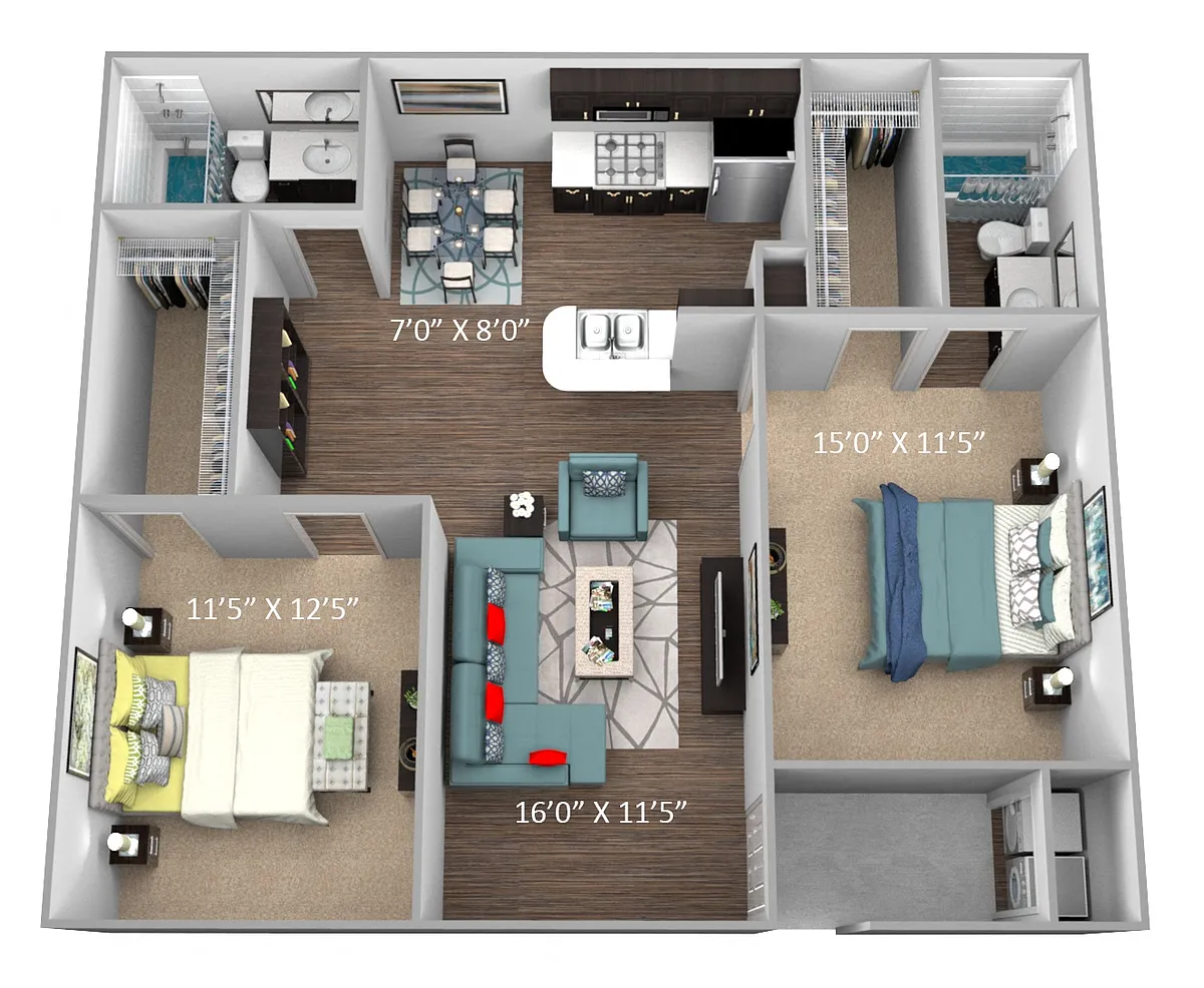 Floor plan Two Bedroom Two Bath