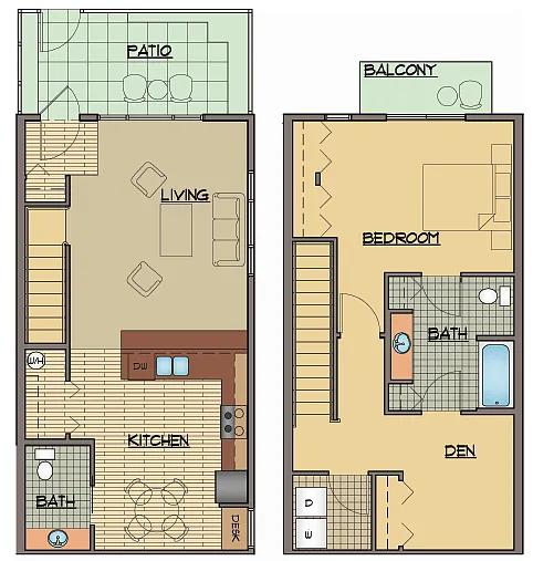Floor plan 1BD, 1BTH TH A Rehab