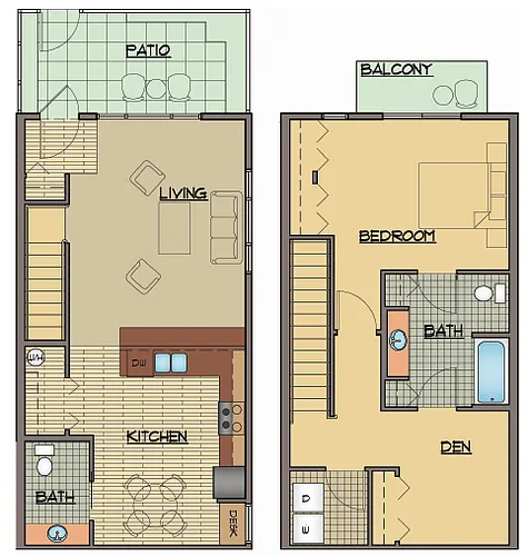 Floor plan 1BD, 1BTH TH A Rehab