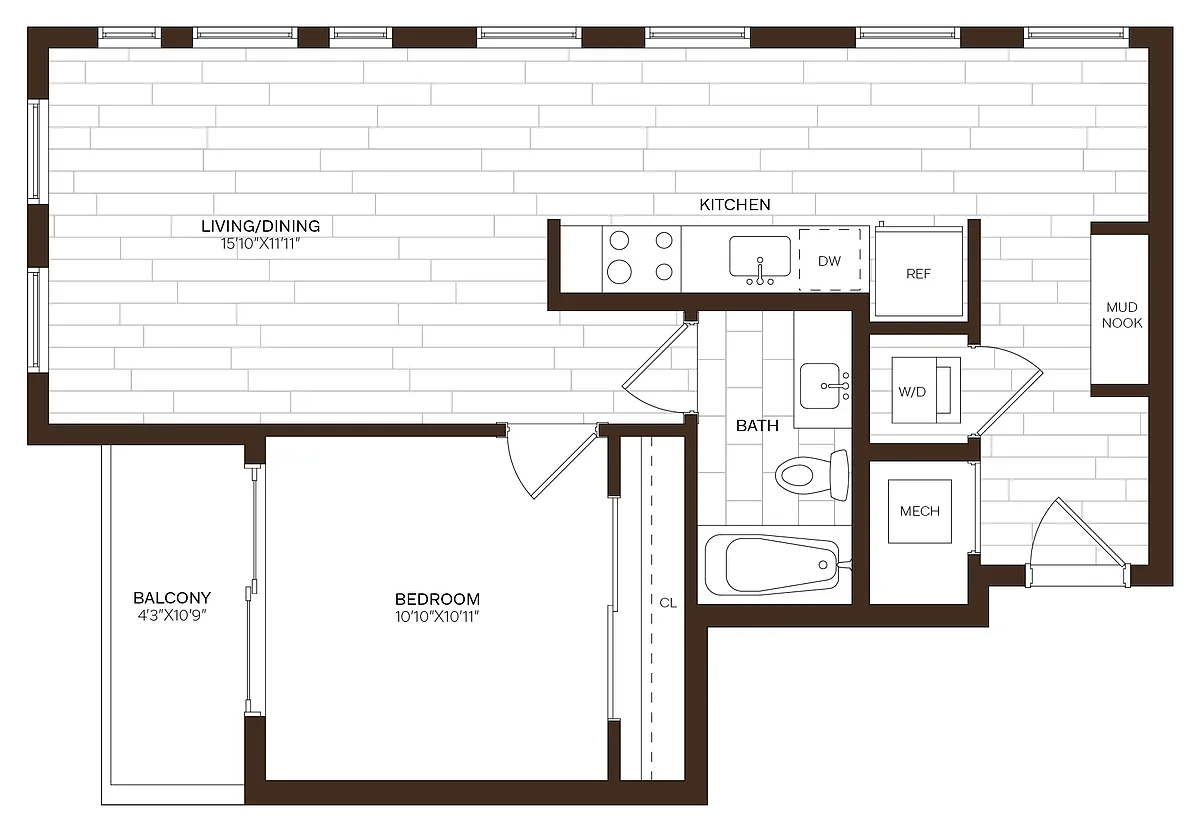Floor plan 1 Bed/1 Bath-A3