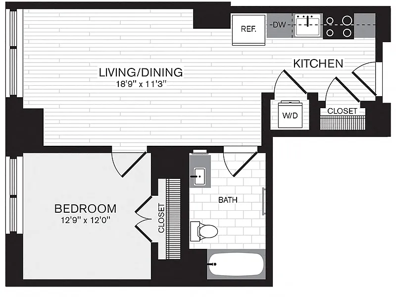 Floor plan 1 Bed/1 Bath