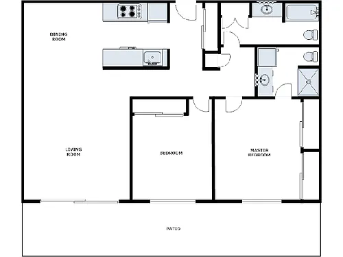 Floor plan 2 Bed / 2 Bath: Type G
