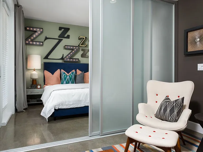 Bedroom with Barn Door Feature