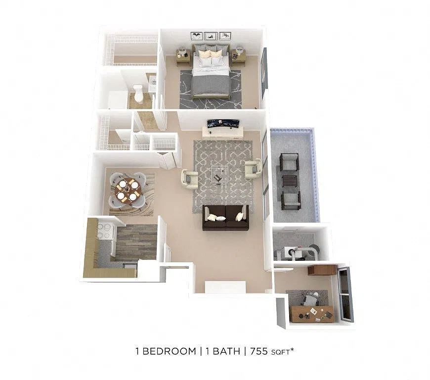 Floor plan One Bedroom-755 sqft