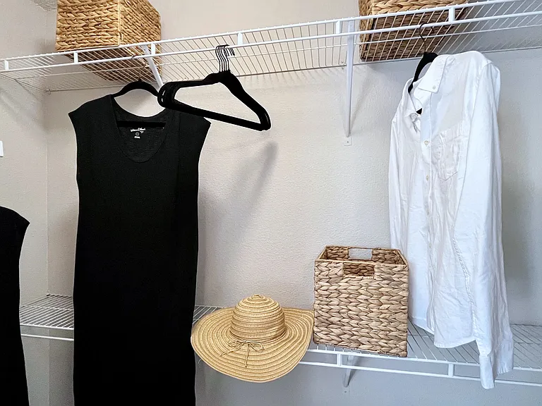 Master suites flaunting colossal walk-in closets with custom organizersan shopaholic's dream.