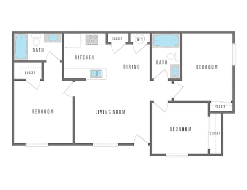 Floor plan 3 Bedroom 2 Bath
