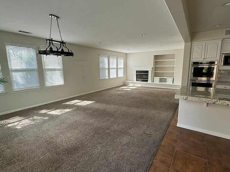 great room and kitchen island