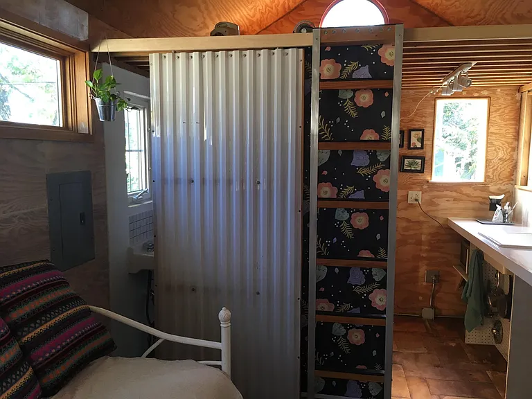 sliding door to bathroom